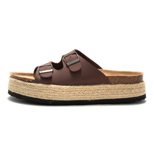 Playa con punta abierta de verano para mujer, zapatillas con doble hebilla, nueva tendencia de moda, <span class=keywords><strong>plataforma</strong></span> de corcho, diseño esmerilado trenzado acolchado - Product Image 6
