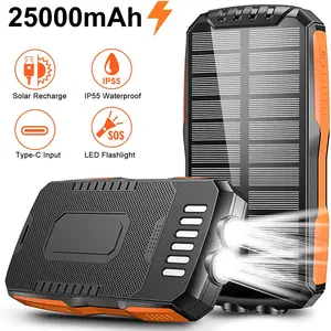 waterproof single crystal 1.7W solar panel phone charger 5W wireless charger, 260 Lumeu SOS flashlight and buckle hole - 2 USB