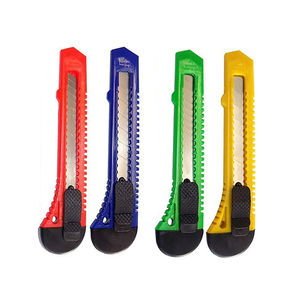 Couteau utilitaire rétractable de qualité bricolage de haute qualité lame de rasoir en acier inoxydable bouton poussoir boîtier en plastique coulissant pour l'artisanat d'art - Product Image 1