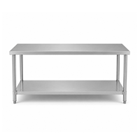 Mesa de Trabajo Comercial de Acero Inoxidable, Mesa de Trabajo Resistente de Acero Inoxidable con Estante Inferior para Preparación de Alimentos en Restaurantes