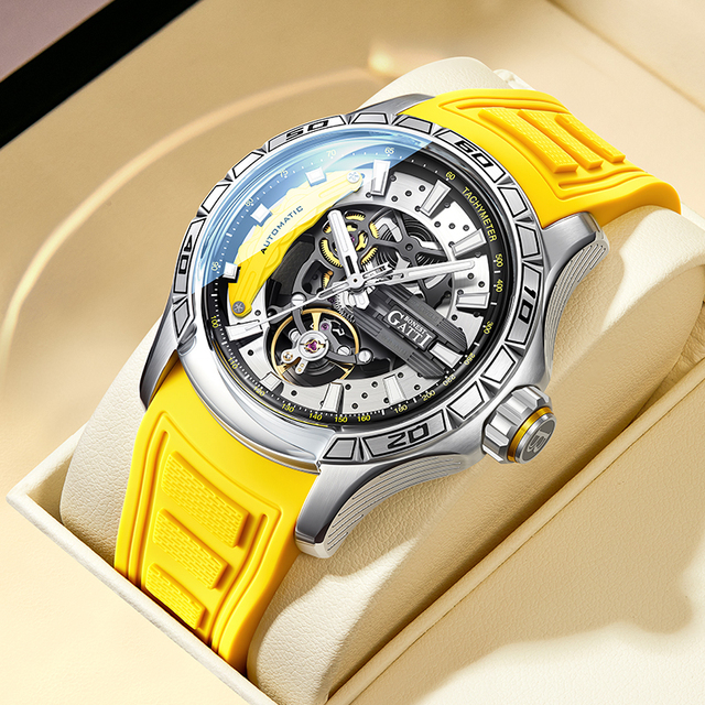Bonest Gatti New Hollow Trendy Mens Watch Multifunctional Chronograph Luminous Waterproof Automatic Mechanical Watch BG4005