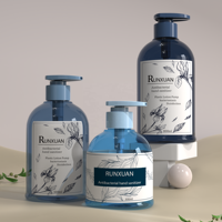 Runxuan 300ml Bouteille de shampooing et revitalisant vide 500ml Bouteille de lavage corporel 800ml Bouteille de savon pour les mains