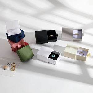 Wholesale Jewelry <b>Storage</b> <b>Boxes</b> High Quantity Texture Paper V-groove Sliding <b>Cardboard</b> Lightweight Modern Square Design Custom - Product Image 1