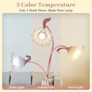 Lámpara de pie con forma de flor, 3 luces, con altura ajustable, iluminación LED para dormitorio, sala de estar, lectura en esquina - Product Image 2