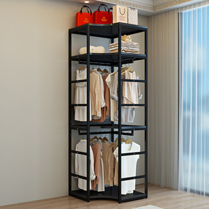 [Version haute] Porte-vêtements métallique, Étagère de rangement ouverte, Étagère à assembler, Étagère sur pied, Porte-manteau d'angle - Product Image 1