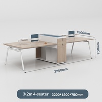 Combinaison de bureaux et chaises de bureau pour personnel, postes de travail côte à côte pour quatre personnes avec écrans, usage commercial, en PVC, mobiles
