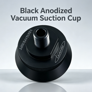 Ventosa de vacío de aluminio anodizado negro, pinza neumática con borde moleteado, pieza de automatización mecanizada por CNC - Product Image 1