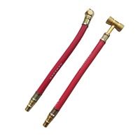 Tuyau de gonflage pour compresseur d'air à double valve en caoutchouc rouge en forme de T avec connecteur rapide en laiton pour pompe à air de pneu