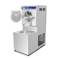 Machine à glace dure et gelato professionnelle ETL ICM-28SY sur pied avec refroidissement par eau, pulvérisateur, évier et congélateur discontinu en acier inoxydable