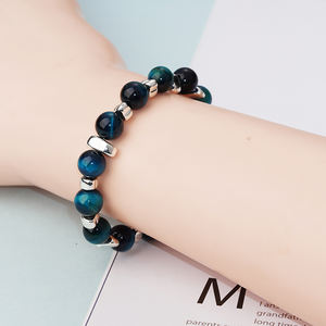 Occhio di <span class=keywords><strong>tigre</strong></span> blu naturale e irregolarità braccialetto in pietra ematite bracciale braccialetti gioielli per uomini e donne S622 - Product Image 6