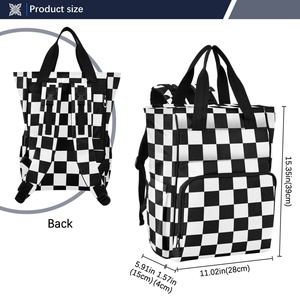 Fashion <b>Black</b> White Checkered Design Portable Mummy Bag <b>Waterproof</b> Baby Diaper Nappy Maternity Custom Print Baby Diaper <b>Backpack</b> - Product Image 3