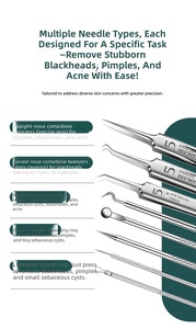 Kit de 8 Piezas de Acero Inoxidable para Eliminar Puntos Negros, Set de 7 Piezas para Extracción de Acné, Limpieza Facial y de Poros con Estuche - Product Image 5