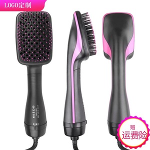 <b>Hot</b> Air <b>Comb</b> 2 In 1 Multi Functional Hair Dryer Square Brush With Diffuser Nozzle For Wet And Dry Use Electric Styler - Product Image 1