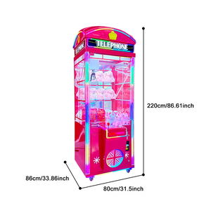 Machine de jeu d'arcade JIJISHENG en plastique et métal, type grue cabine téléphonique britannique rouge, avec support anglais pour peluches - Product Image 3