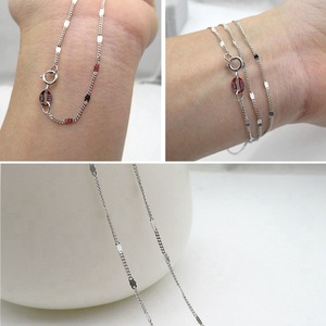 Collana con Paillettes da 1,1mm in Argento Sterling S925, Catena a Maglia Curb 1+1 con Ciondolo a Fetta Piatta - Product Image 4