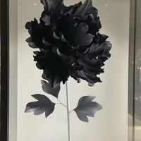 Fleur géante artisanale détachable en organza noir pivoine, nouvelle arrivée, vente en gros, fournitures pour mariages, festivals et fêtes en extérieur