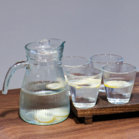 Carafe à eau en verre avec couvercle, style moderne, pour eau froide, vente en gros, prix usine, ensemble théière et bouilloire
