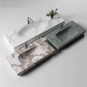 Modern tasarım yapay taş sinterlenmiş taş üreticisi banyo tezgahı için mermer Vanity Tops