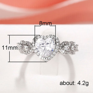 Anello di Proposta a Forma di Cuore per Donne, Regalo Romantico alla Moda, Gioiello da Dito - Product Image 5
