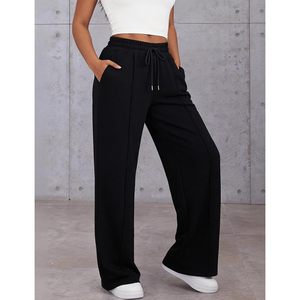 FOXA Womens Wide Leg Sweatpants Drawstring <b>Elastic</b> Waist Baggy Pants With Pockets Athletic Joggers - Product Image 4