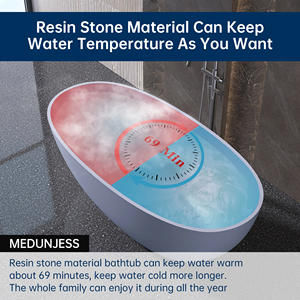 Bañera moderna independiente Maydon, bañera ovalada de superficie sólida, diseño de baño elegante, piedra Artificial, categoría de producto, bañeras - Product Image 2