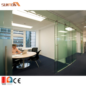 Cloison intérieure moderne personnalisée, en aluminium silencieux, sans cadre en verre trempé, porte <span class=keywords><strong>coulissante</strong></span> empilable, <span class=keywords><strong>prix</strong></span> d'usine - Product Image 4