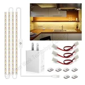 Warm White LED Strip Dimmable LED Light Strips with Touch Dimmer Switch US Adapter Flexible for Kitchen Under Cabinet Bedroom