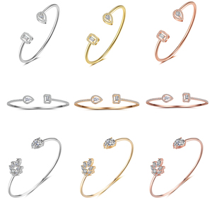RAKOL BP2009 minimalist fine bridal jewelry Cz Cubic Zirconia <strong>bangle</strong> <strong>bracelet</strong> Gold <strong>Silver</strong> Material <strong>bracelets</strong> women - Product Image 3