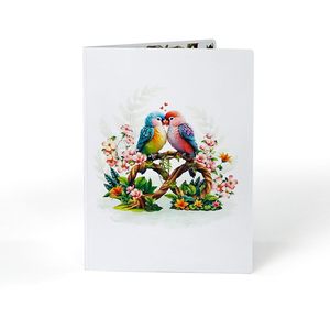 Parrot Couple Infinity Love Pop-Up 3D <b>Paper</b> Anniversary Greeting Card 4 Color Digital Printing <b>Gloss</b> Lamination for Him Her Wife - Product Image 3