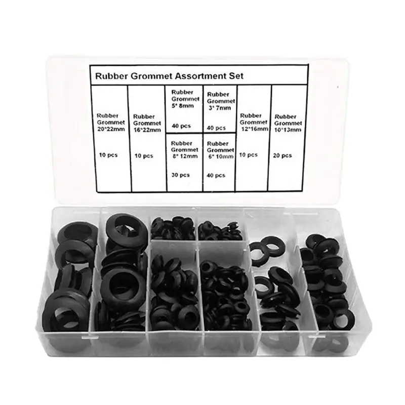 200pcs Grommet karet 3/5/6/8/10/12/16/20mm lubang kosong kabel Gasket segel bermacam-macam untuk melindungi kawat kabel perangkat keras