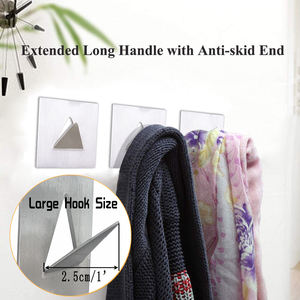 Ss 304 # Hookes Wet Met Sticker Geborsteld Oppervlak Zware Multipurpose Kleding Gewaad Kleerhanger Badkamer Keuken Haak - Product Image 3