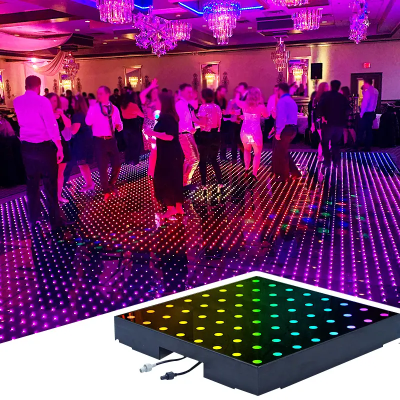Kolay kurulum taşınabilir matris dans zemin sahne aydınlatma su geçirmez dj video düğün parti olay için led dijital dans zemini