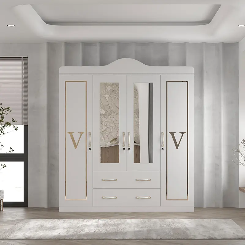 नई 4 दरवाजा फिट वार्डरोब सफेद armario के लिए अलमारी कपड़े अच्छा minimalist बेडरूम फर्नीचर अलमारी कपड़े आयोजक