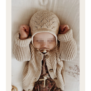 100% coton biologique bébé <span class=keywords><strong>Bonnet</strong></span> Pixie bébé cadeau hiver automne infantile texturé tricot pull chapeau taille personnalisable pour les nouveau-nés - Product Image 2