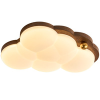 Lampu Plafon LED Warna Walnut Vintage Model Awan untuk Kamar Tidur, Kamar Anak, Ruang Belajar