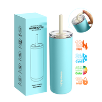 Vaso Térmico de Acero Inoxidable de 20 oz con Nuevo Diseño Everich para Exteriores y Vaso de 20 oz con Pajita Flexible de Silicona Suave