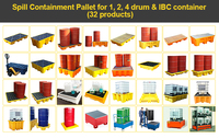 Palette en plastique pour le confinement des déversements d'huile, liquidation, drainage réaliste, anti-déversement, palette à deux fûts, profil bas, plateau de laboratoire