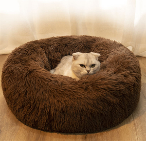 2024 Schlussverkauf neu Winter langes Plüsch-Katzenbett rund Haustierhaus Katze warmes Hundebett Schlafsack-Nest für kleine Katzenprodukte - Product Image 3