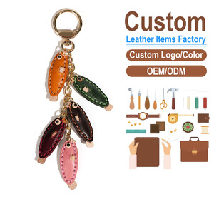 Handmade Vegetable Tanned <b>Leather</b> Fish <b>Keychain</b> Cute Colorful Genuine Top Layer Cowhide Bag Charm Car Hanging Ornament - Product Image 1
