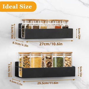 Ensemble d'étagères à épices magnétiques 2/4 pièces, étagère de rangement de cuisine portable, étagères magnétiques pour pots et bouteilles d'épices - Product Image 2