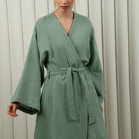 Robe de nuit décontractée RUIYI pour femme, col en V, manches longues, 100 % coton, couleur unie, respirante, pour la maison, printemps/automne/été