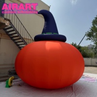 Décoration suspendue gonflable géante : sorcier citrouille, citrouille géante de dessin animé avec chapeau de sorcière