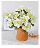 Nouvelle fleur de magnolia artificielle réaliste à 3 têtes, décoration de maison, décorations de fête, cadeaux pour la Saint-Valentin
