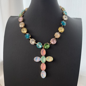 LS-B8556 <strong>Rainbow</strong> Crystal <strong>Necklace</strong> Jewelry Gold Plated Fashion Women <strong>Necklace</strong> Iridescent Cross Pendant <strong>Necklace</strong> As Gifts - Product Image 5