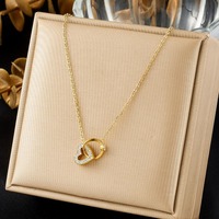 Collier fin à chaîne fine avec pendentif cœur à design emboîtable pour usage quotidien, accessoires de mode, bijoux 2026 TGXL14847