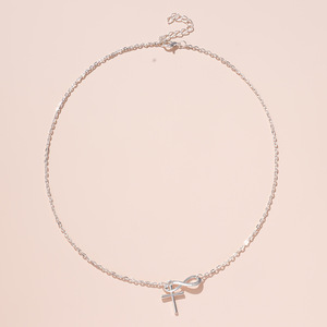 قلادة بسيطة على الموضة الأمريكية الأوروبي للنساء متعددة الطبقات مطلية بالذهب سلسلة ربط محظوظ ثمانية عبر المختنق الترقوة - Product Image 3