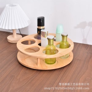 Estante Giratorio de Madera para Almacenamiento, Soporte Redondo para Condimentos de Escritorio, Plataforma Giratoria de 360 Grados, Color Madera Natural, Soporte de Exhibición Multiusos - Product Image 2