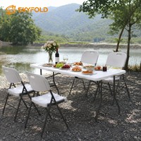 Table pliante en plastique blanc, portable, rectangulaire, pour plage, fêtes, événements en bord de mer, restauration en plein air et vente en gros