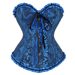 Corsetto floreale Jacquard corsetto superiore corsettiera anteriore/cerniera in vita Bustier Top elegante corsetto basche - Product Image 3