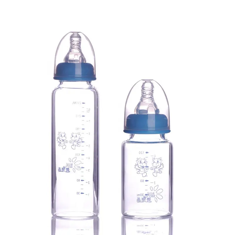 Wholesale Custom Newborn Drink Water Feeder Bpa Free Anti Colic Standard Neck Milk Feeding Glass Baby Bottle